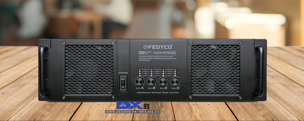 Cục đẩy công suất Fedyco Mah9900 sử dụng đánh loa full array cho hệ thống lắp đặt âm thanh hội trường ngân hàng, âm thanh sân khấu, âm thanh sự kiện lớn, âm thanh hội trường