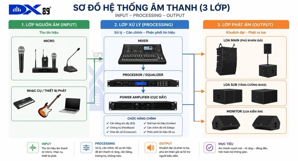 sơ đồ hệ thống âm thanh 3 lớp