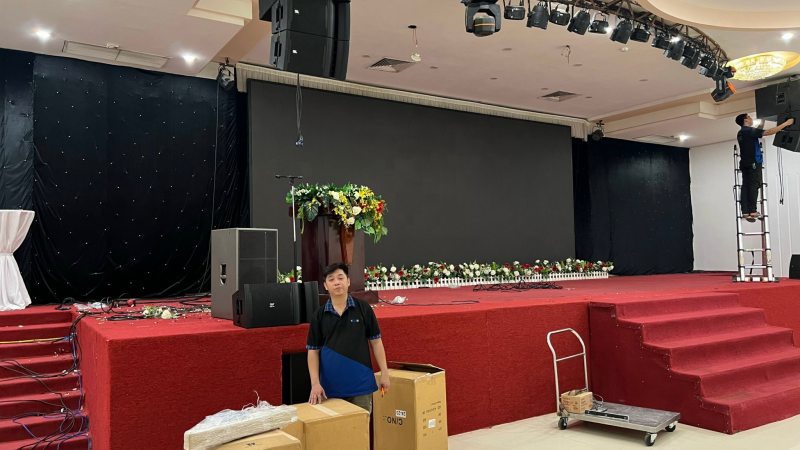hệ thống âm thanh, màn hình led sân khấu tại nhà hàng tiệc cưới