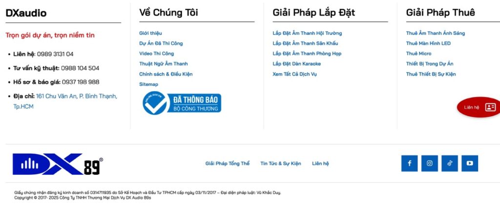 Thông tin liên hệ của DXaudio