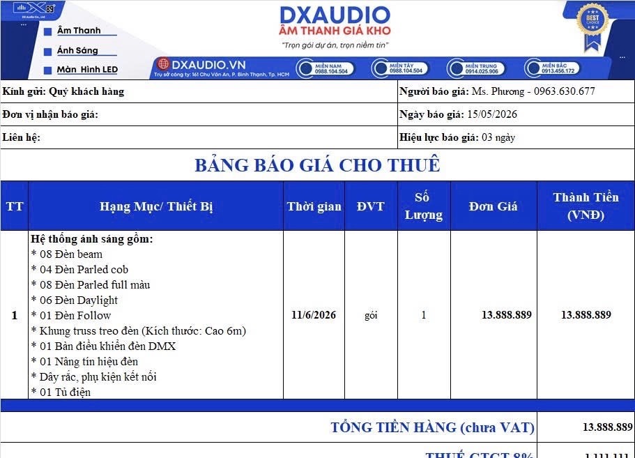 mẫu báo giá thiết bị cho thuê sự kiện mẫu báo giá thiết bị cho thuê sự kiện